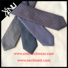 Hot Sale Check Jacquard Cheap Custom Slim Polyester Tie